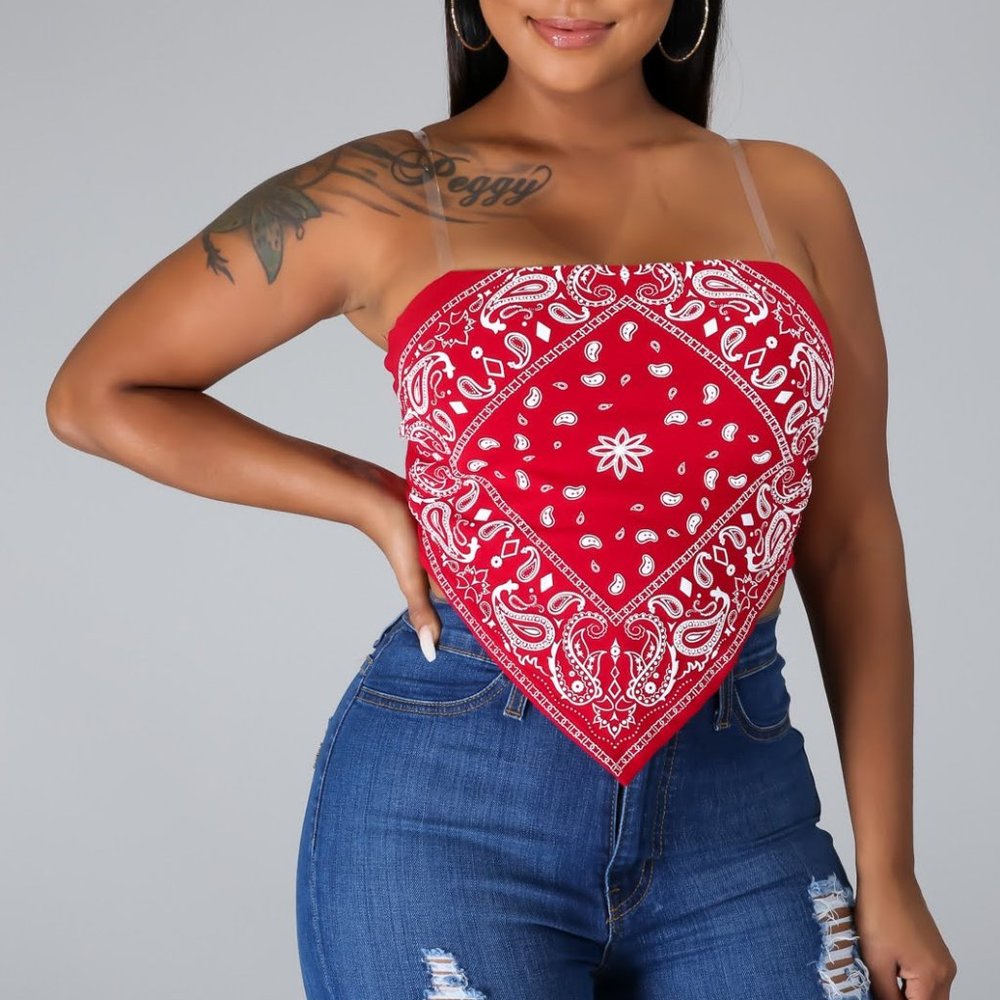 Bandana Print fashion Top (Red/Medium) NWT